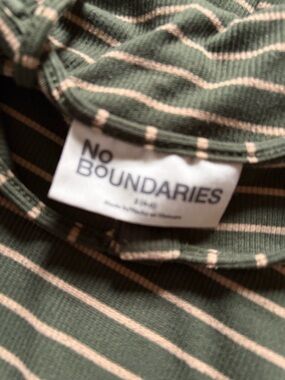 No Boundaries Olive Green Striped Tee